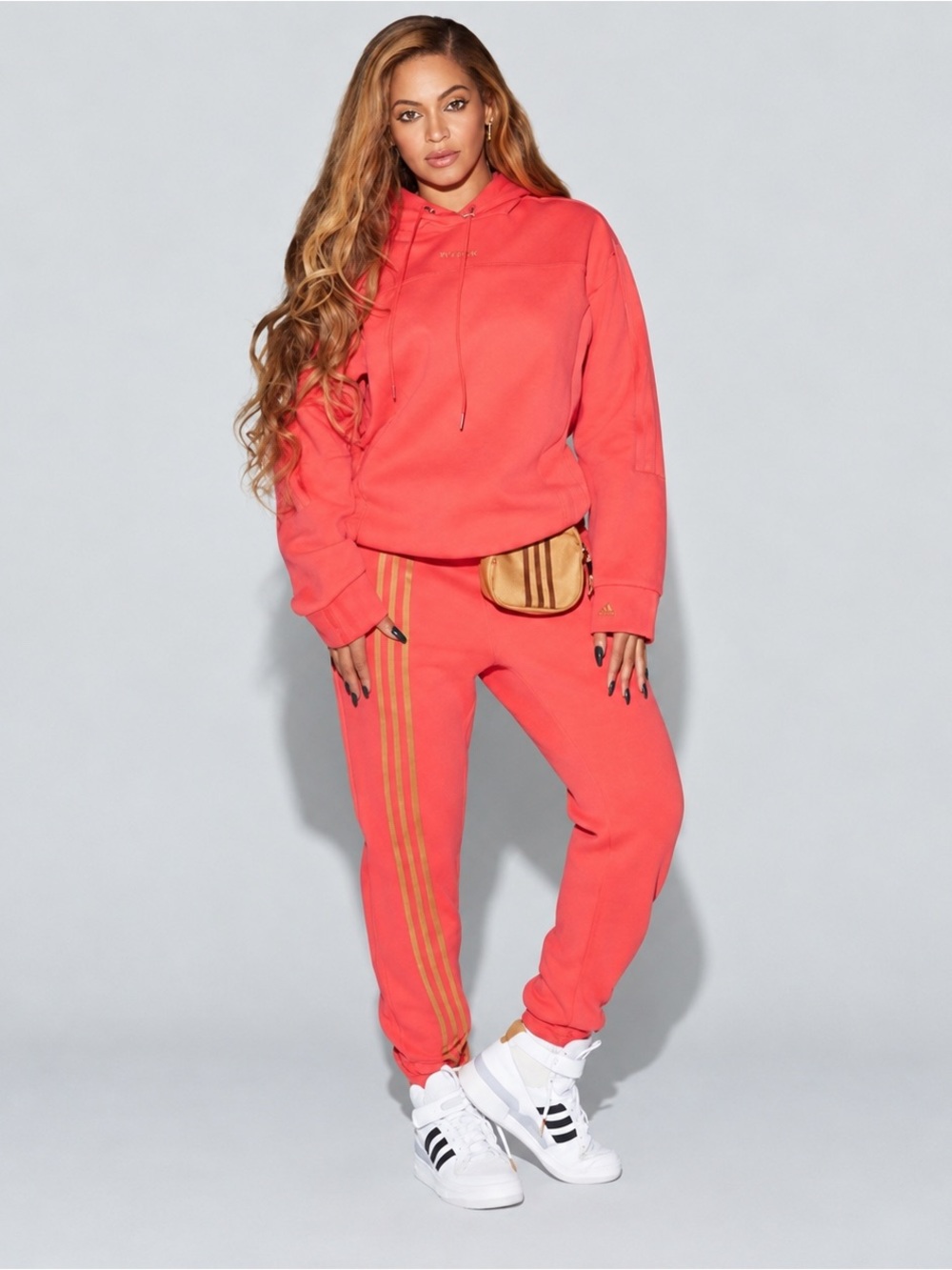 Adidas x Ivy Park Real Coral Hoodie Sweatshirt Jogger Set Unisex L Oversized NWT